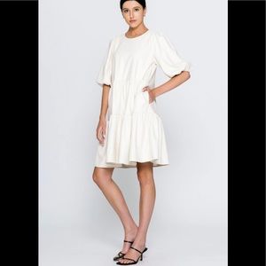 Vegan Leather Ivory Dress in Size Small